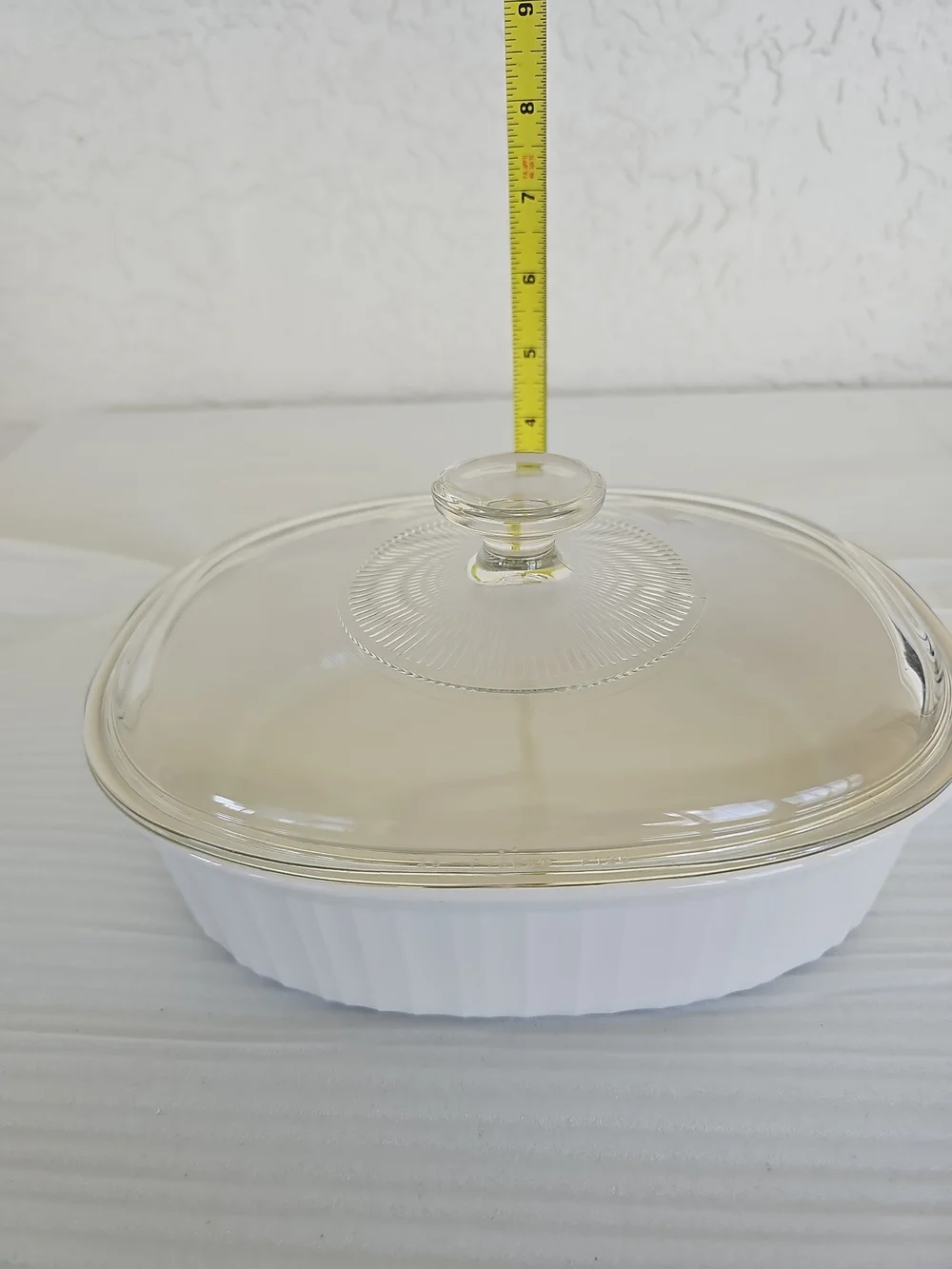 CorningWare French White Casserole Dish Glass Pyrex Lid 1.8 Liter F-12-B USA